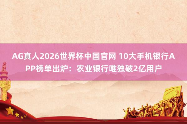 AG真人2026世界杯中国官网 10大手机银行APP榜单出炉:农业银行唯独破2亿用户
