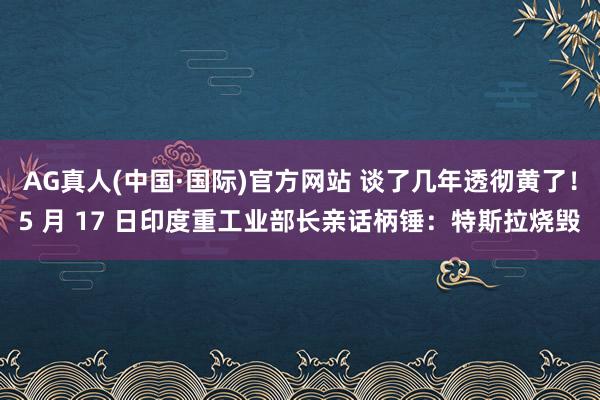 AG真人(中国·国际)官方网站 谈了几年透彻黄了!5 月 17 日印度重工业部长亲话柄锤:特斯拉烧毁