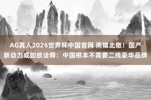 AG真人2026世界杯中国官网 南辕北撤!国产新动力或如故诠释:中国根本不需要二线豪华品牌