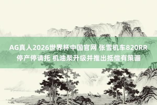 AG真人2026世界杯中国官网 张雪机车820RR停产停请托 机油泵升级并推出抵偿有策画