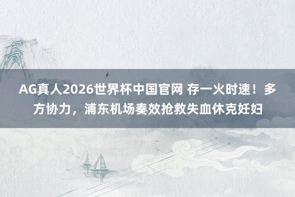 AG真人2026世界杯中国官网 存一火时速!多方协力,浦东机场奏效抢救失血休克妊妇