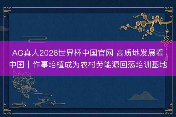 AG真人2026世界杯中国官网 高质地发展看中国|作事培植成为农村劳能源回荡培训基地