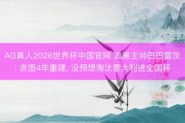 AG真人2026世界杯中国官网 波黑主帅巴巴雷茨: 贪图4年重建, 没预想淘汰意大利进全国杯