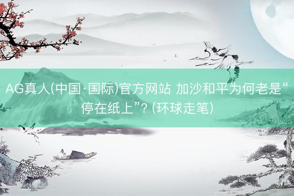 AG真人(中国·国际)官方网站 加沙和平为何老是“停在纸上”? (环球走笔)