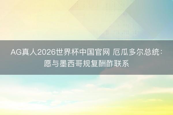 AG真人2026世界杯中国官网 厄瓜多尔总统:愿与墨西哥规复酬酢联系